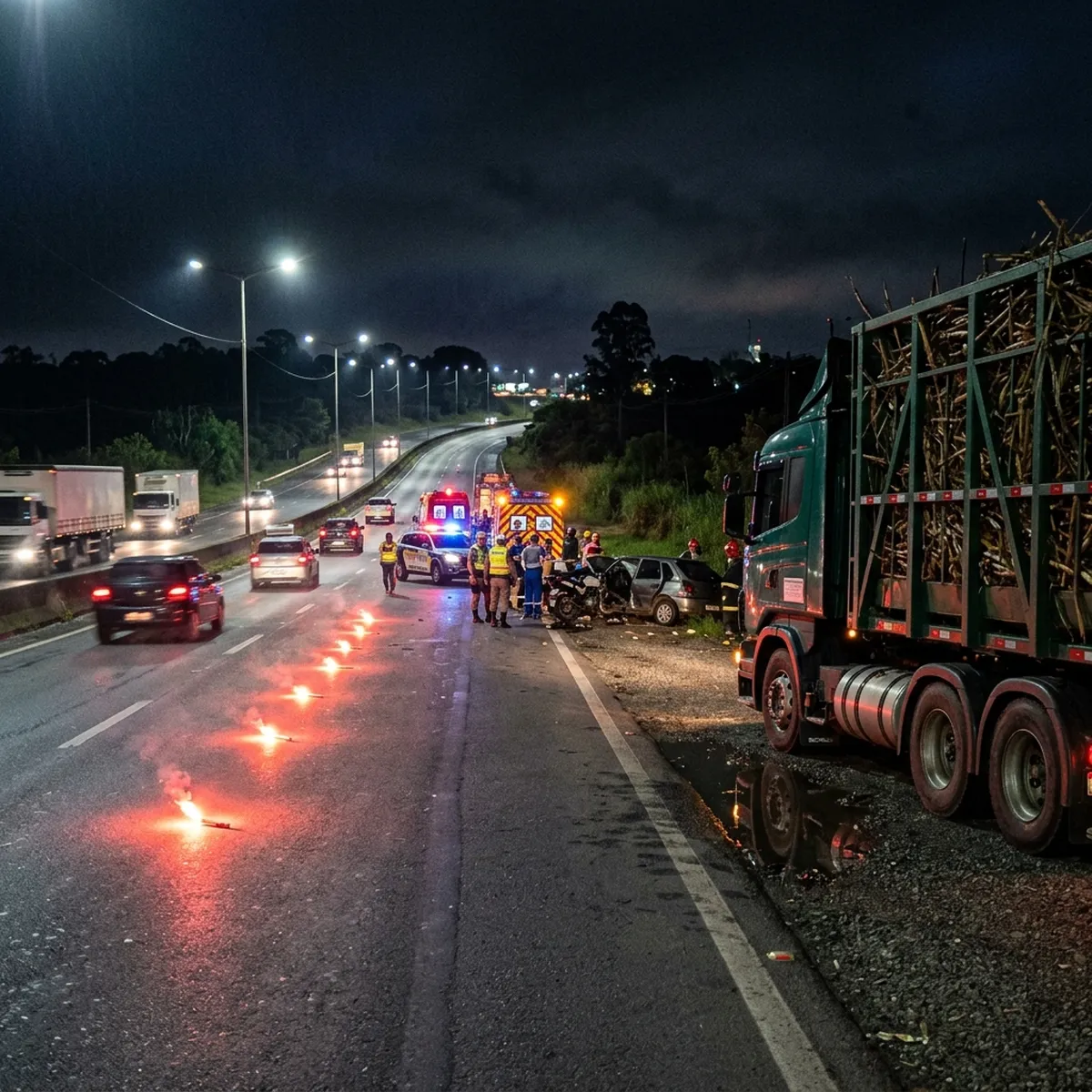 Grave colisão com caminhão canavieiro na MS-141 deixa um morto e dois feridos