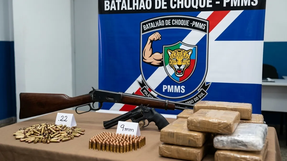 Batalhão de Choque apreende arsenal e quase 18 kg de cocaína no Portal Caiobá em Campo Grande