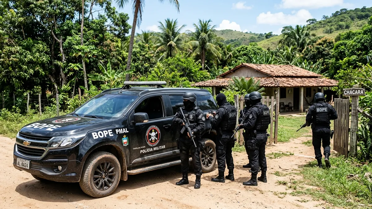 BOPE e Polícia Civil apreendem arsenal em chácara na zona rural de Penedo