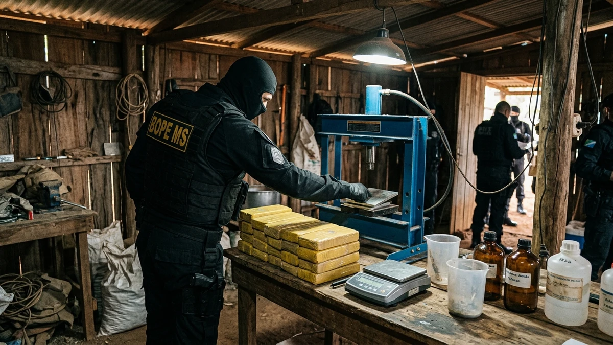 BOPE fecha laboratório de refino de cocaína em chácara na fronteira de Ponta Porã