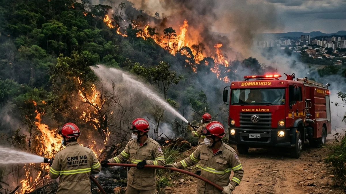 CBMMG atua por mais de 8 horas para controlar incêndio florestal de grandes proporções em parque de Belo Horizonte