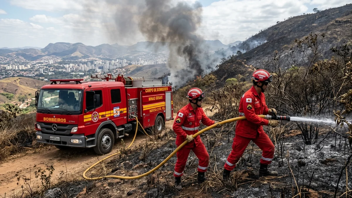 Bombeiros Militares Combatem Incêndio na Serra do Rola-Moça em Belo Horizonte