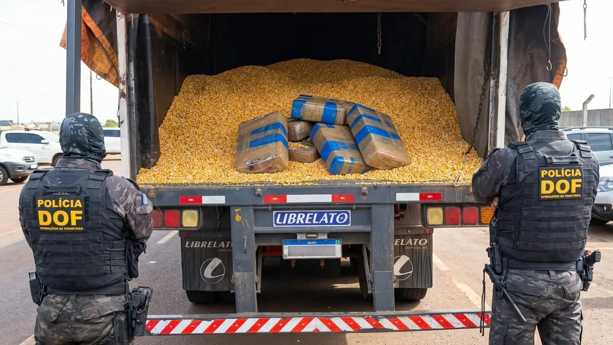 DOF apreende 2,1 toneladas de maconha escondidas em carga de milho na MS-160 em Tacuru