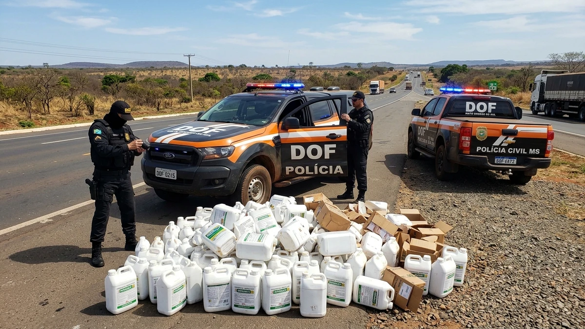 DOF apreende 2 toneladas de agrotóxicos contrabandeados na rodovia MS-386