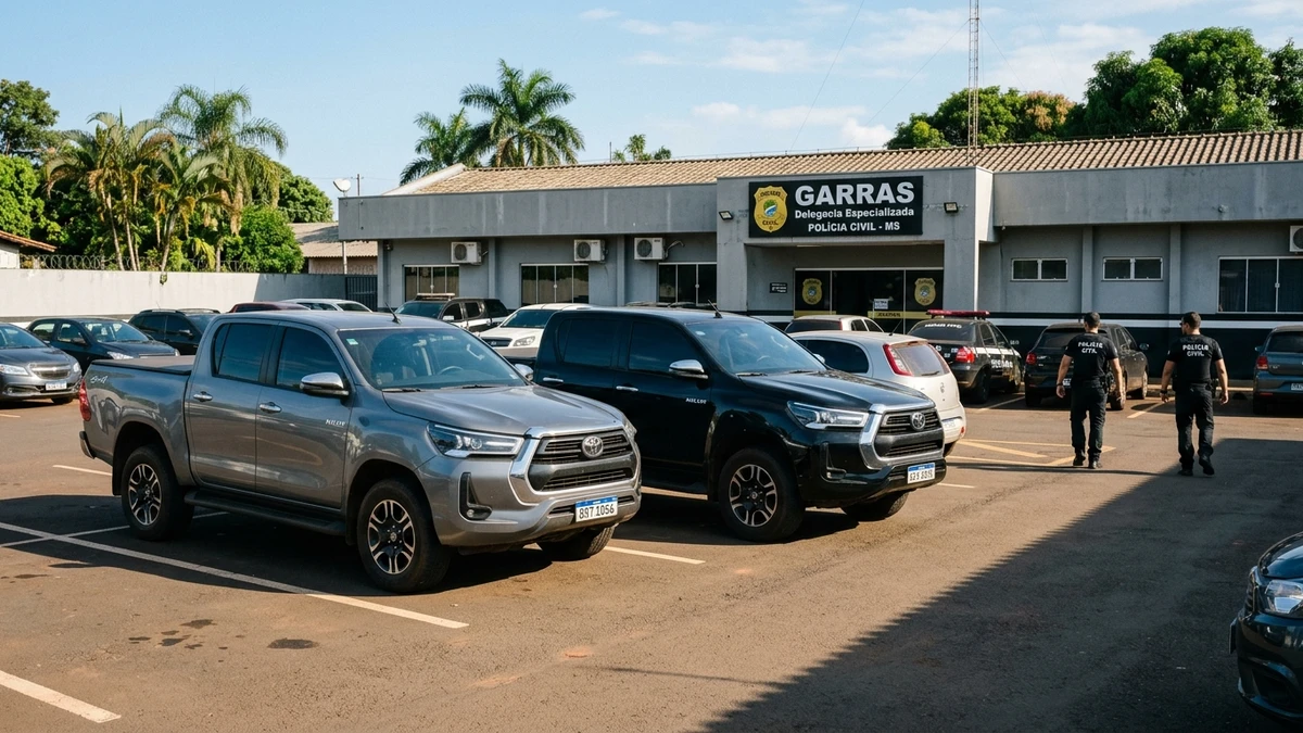 Garras intercepta comboio com caminhonetes roubadas na rodovia MS-080