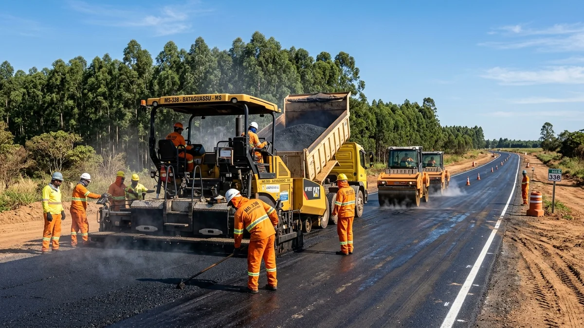 Governo de MS Avança Obras de Pavimentação da Rodovia MS-338 Fortalecendo a Rota da Celulose em Bataguassu