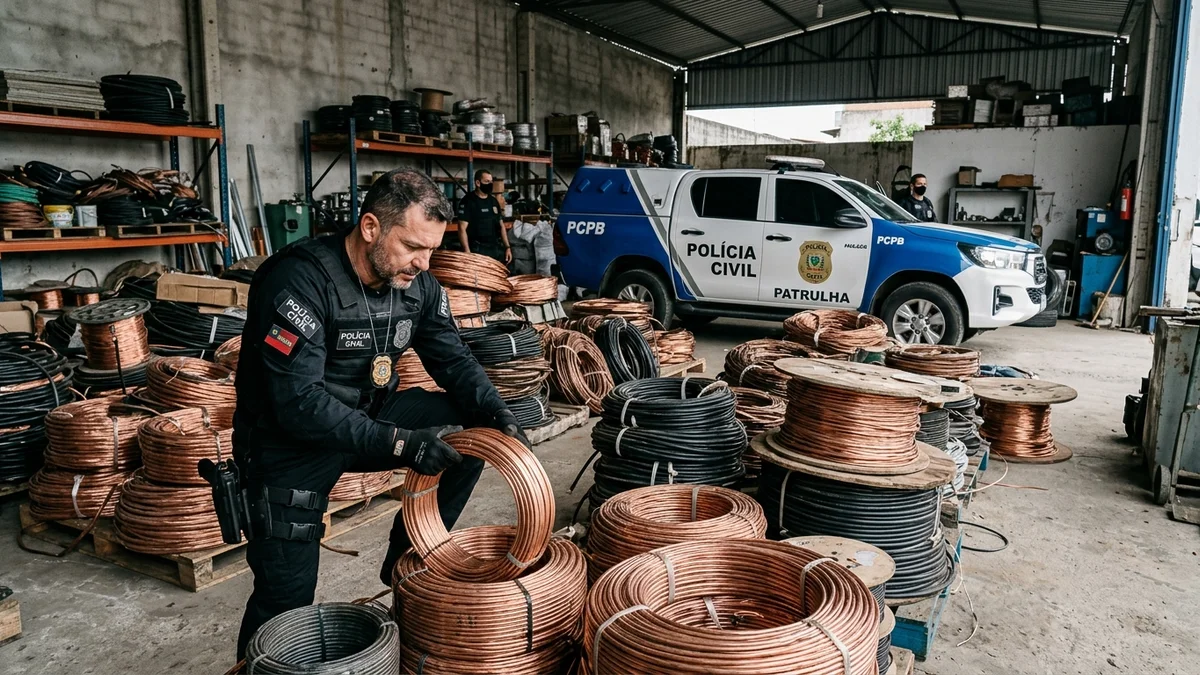 Polícia Civil Desarticula Depósito de Fios de Cobre Receptados em Campina Grande
