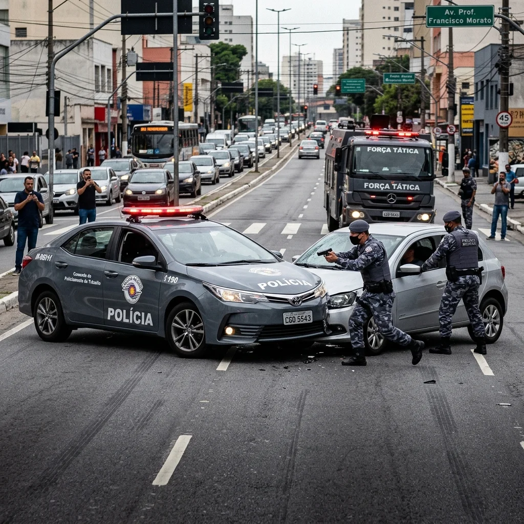 Perseguição na Avenida Francisco Morato termina com suspeito baleado e preso em SP