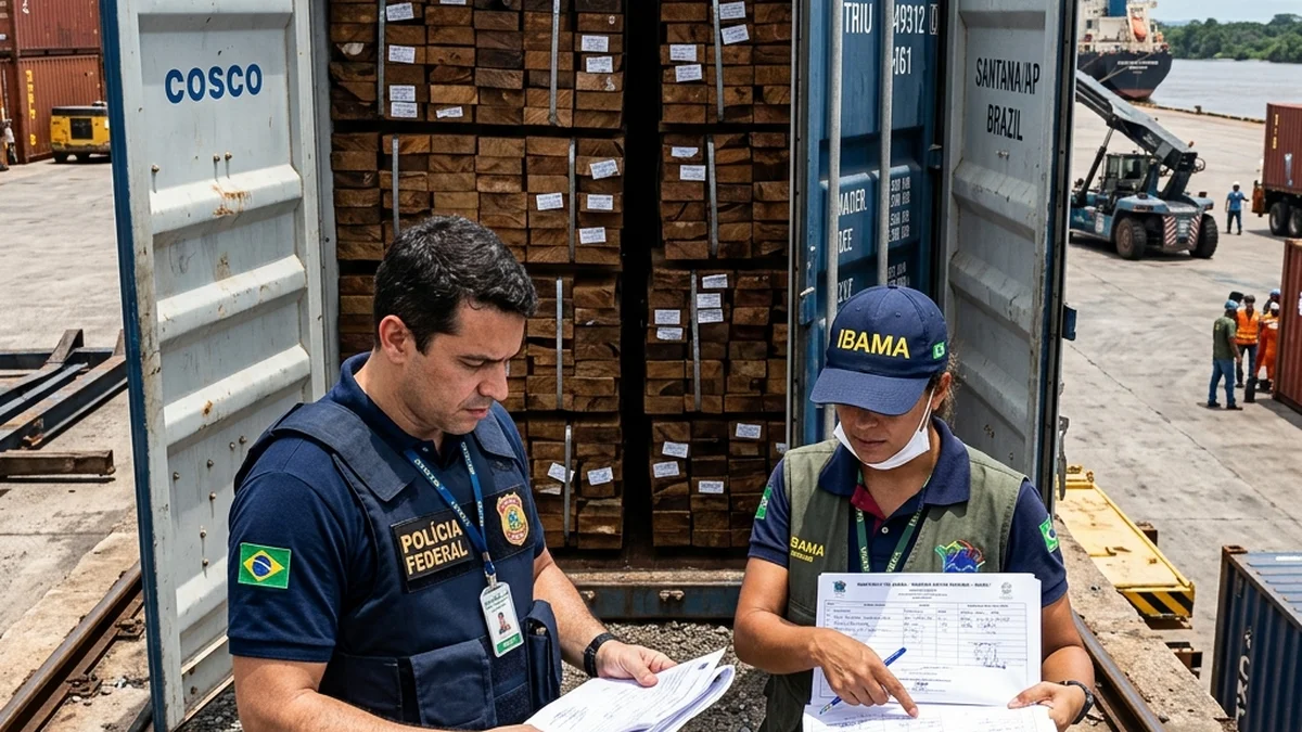 PF Apreende Madeira Clandestina em Fiscalização Portuária em Santana