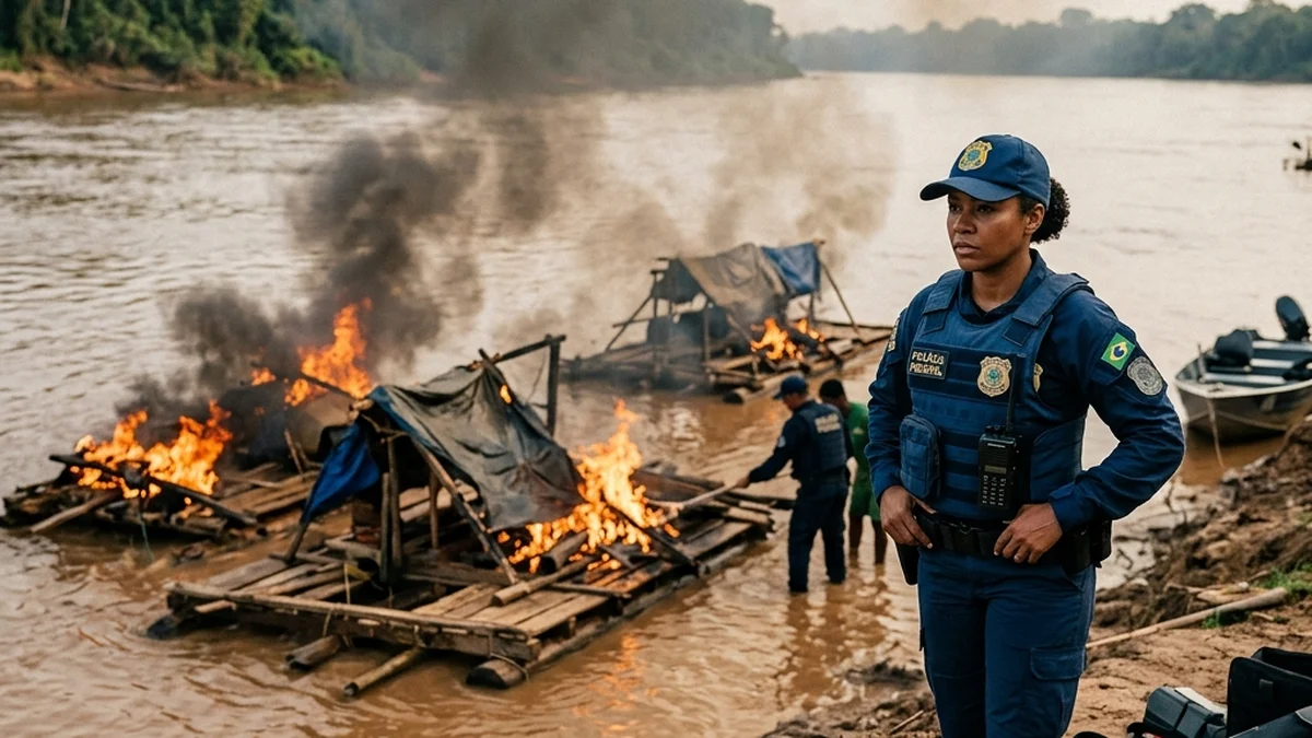 Polícia Federal destrói balsas e motores de garimpo ilegal no Rio Guaporé em Pontes e Lacerda