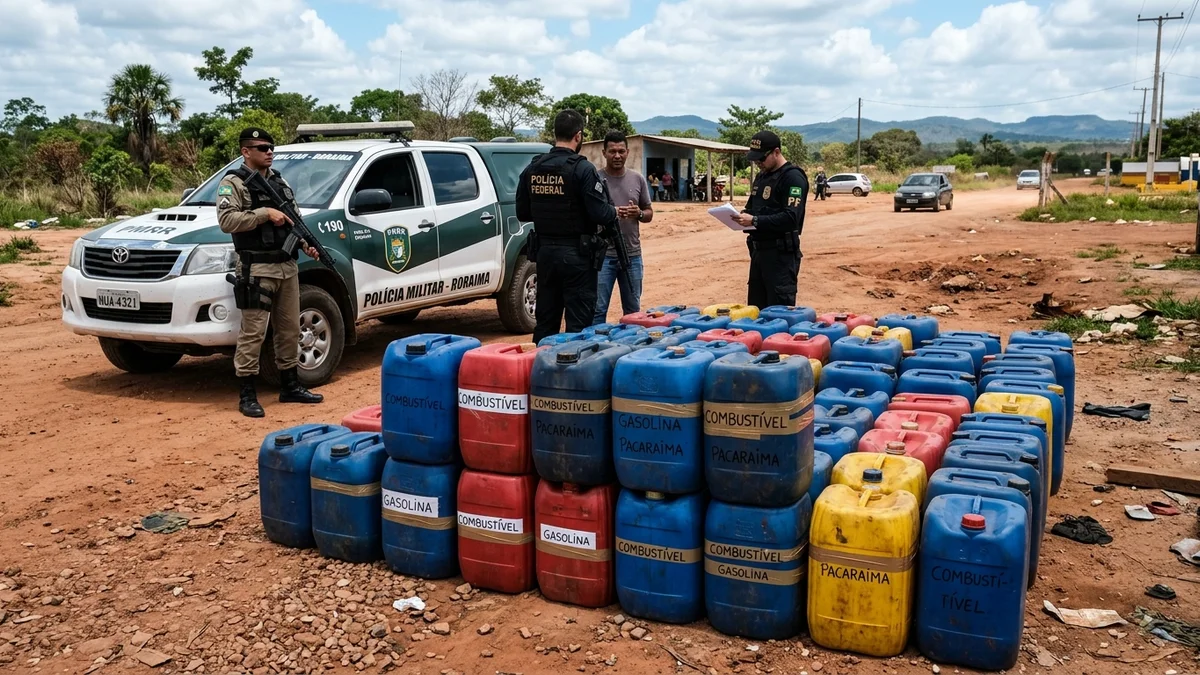 PF e PMRR Combatem Contrabando de Combustível na Fronteira em Pacaraima