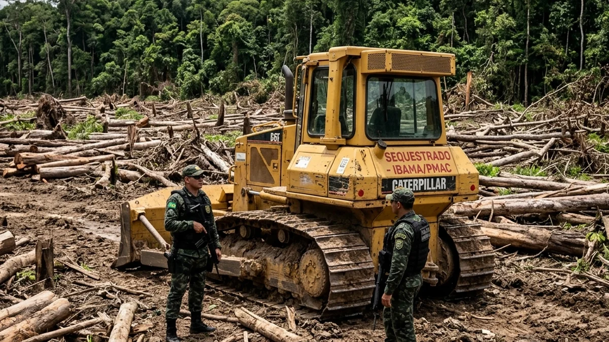 Batalhão Ambiental da PMAC Combate Desmatamento Ilegal em Sena Madureira e Apreende Maquinário
