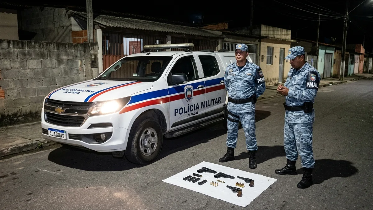 Polícia Militar Apreende Armas e Munições Durante Patrulhamento na Periferia de Maceió