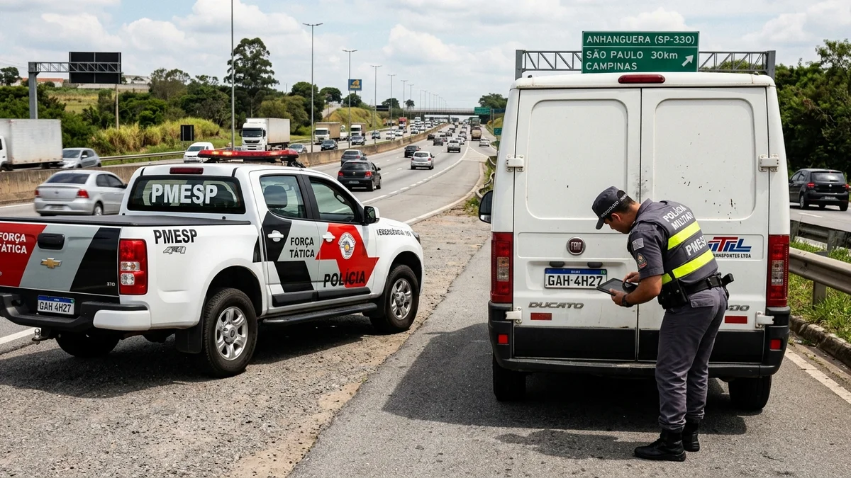 PMESP Intercepta Veículo Clonado com Carga Roubada na Rodovia Anhanguera
