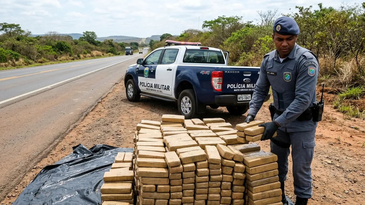 PMMS apreende 672 kg de maconha na MS-295 e causa prejuízo de R$ 1,5 milhão ao crime