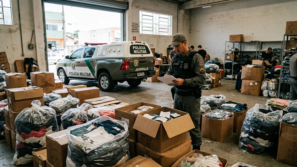 PMSC Apreende Grande Lote de Confecções Falsificadas em Joinville