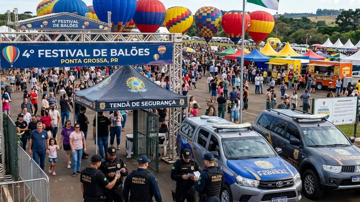 PF Fiscaliza Segurança Privada Durante Festival de Balonismo em Ponta Grossa