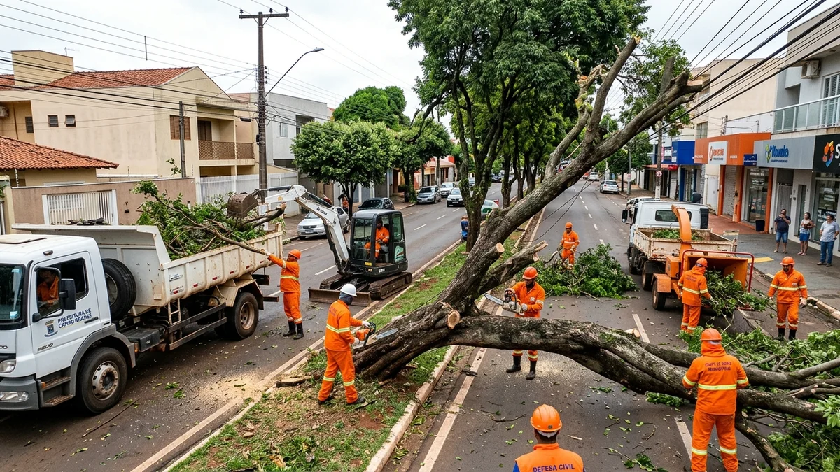 Prefeitura de Campo Grande Mobiliza Força-Tarefa para Reparos Urbanos Pós-Temporal