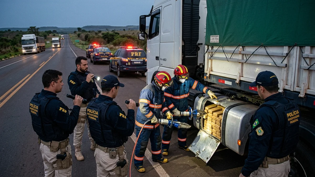 PRF Apreende 300 Quilos de Cocaína Ocultos em Tanques de Caminhão em Rodovia de MS