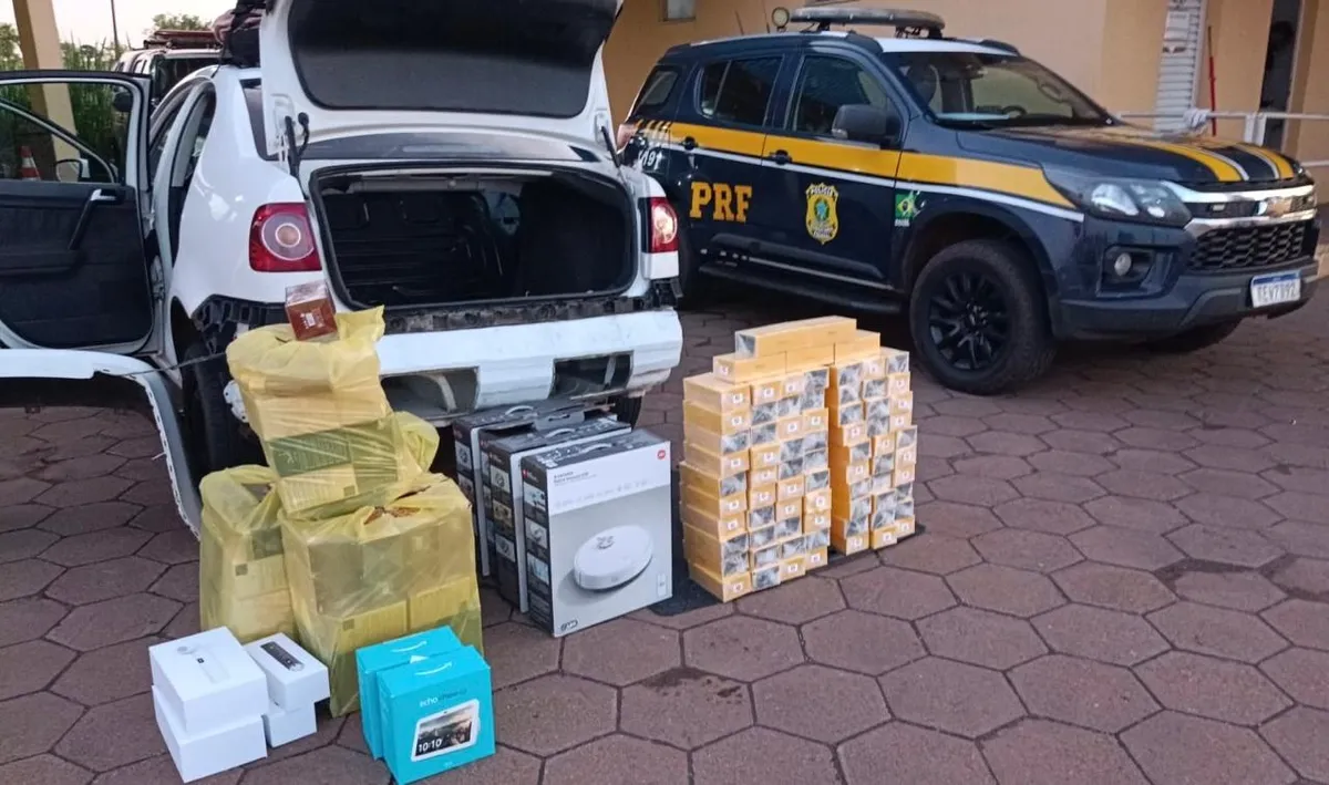 PRF apreende 75 celulares escondidos em compartimento oculto de carro em Bataguassu