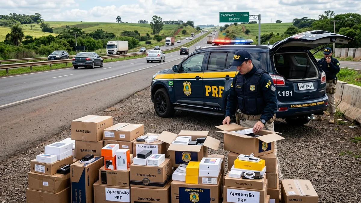 PRF Apreende Carga de Eletrônicos Contrabandeados na Rodovia BR-277 em Cascavel