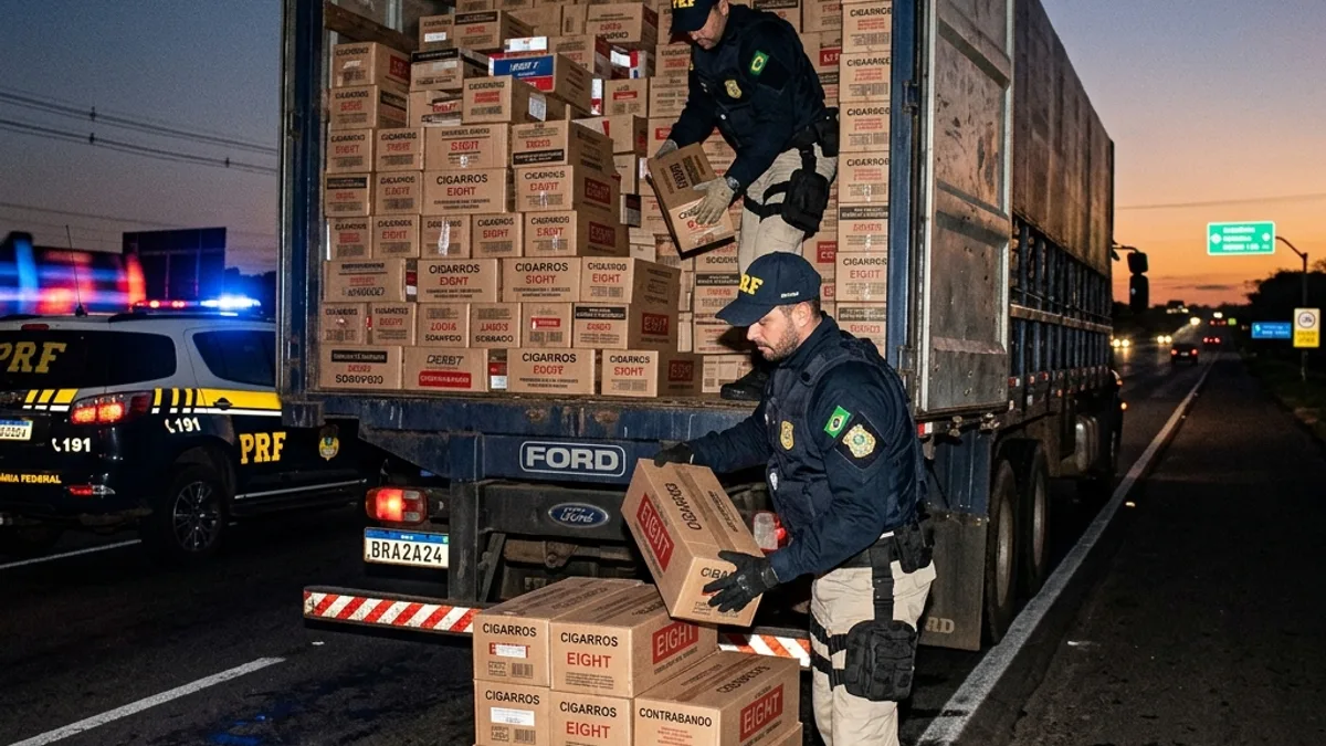 PRF Apreende Carga Milionária de Cigarros Contrabandeados na BR-277 em Foz do Iguaçu