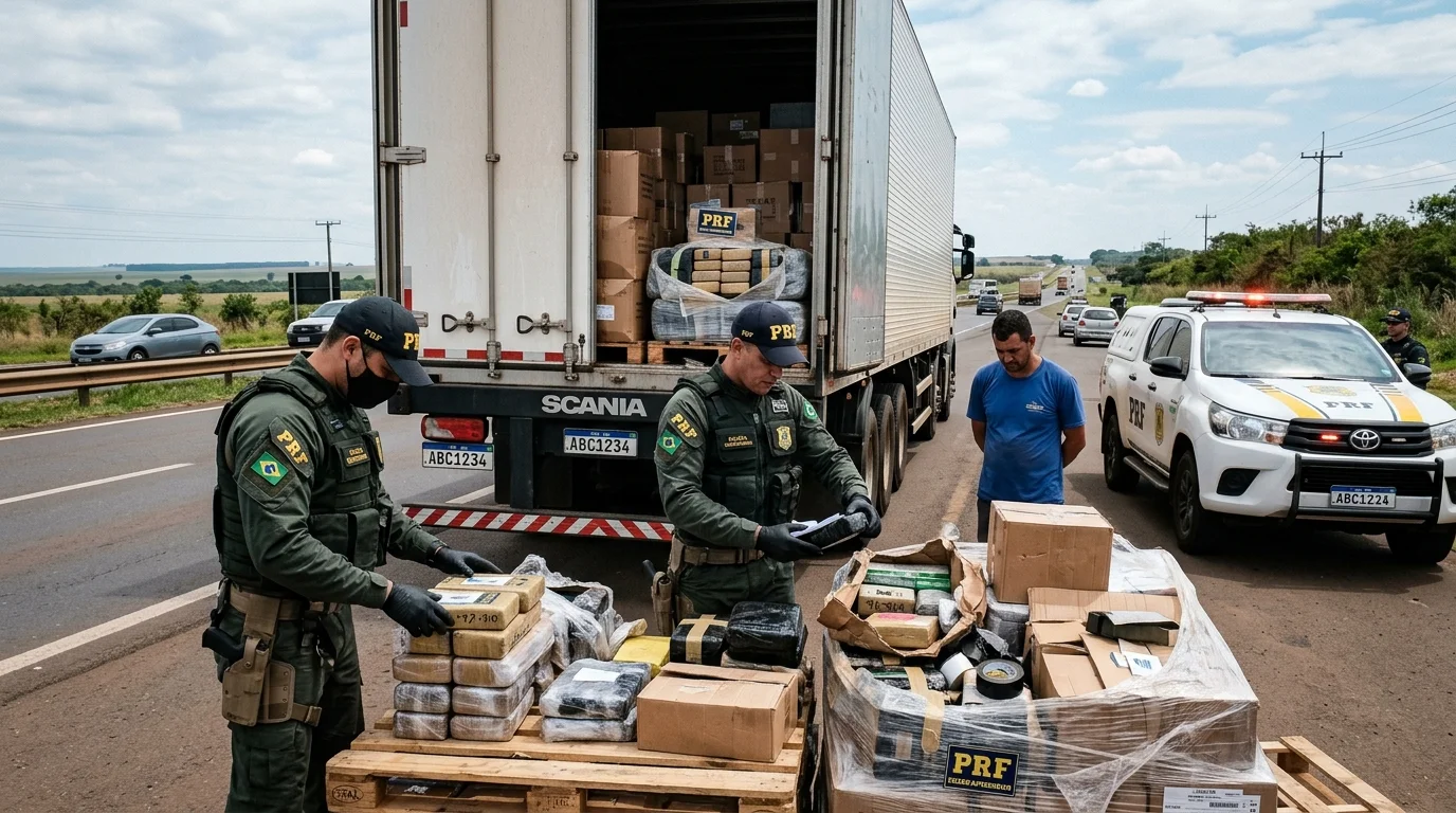PRF Apreende Quase Uma Tonelada de Drogas Ocultas em Carga de Minério na BR-262 em MS