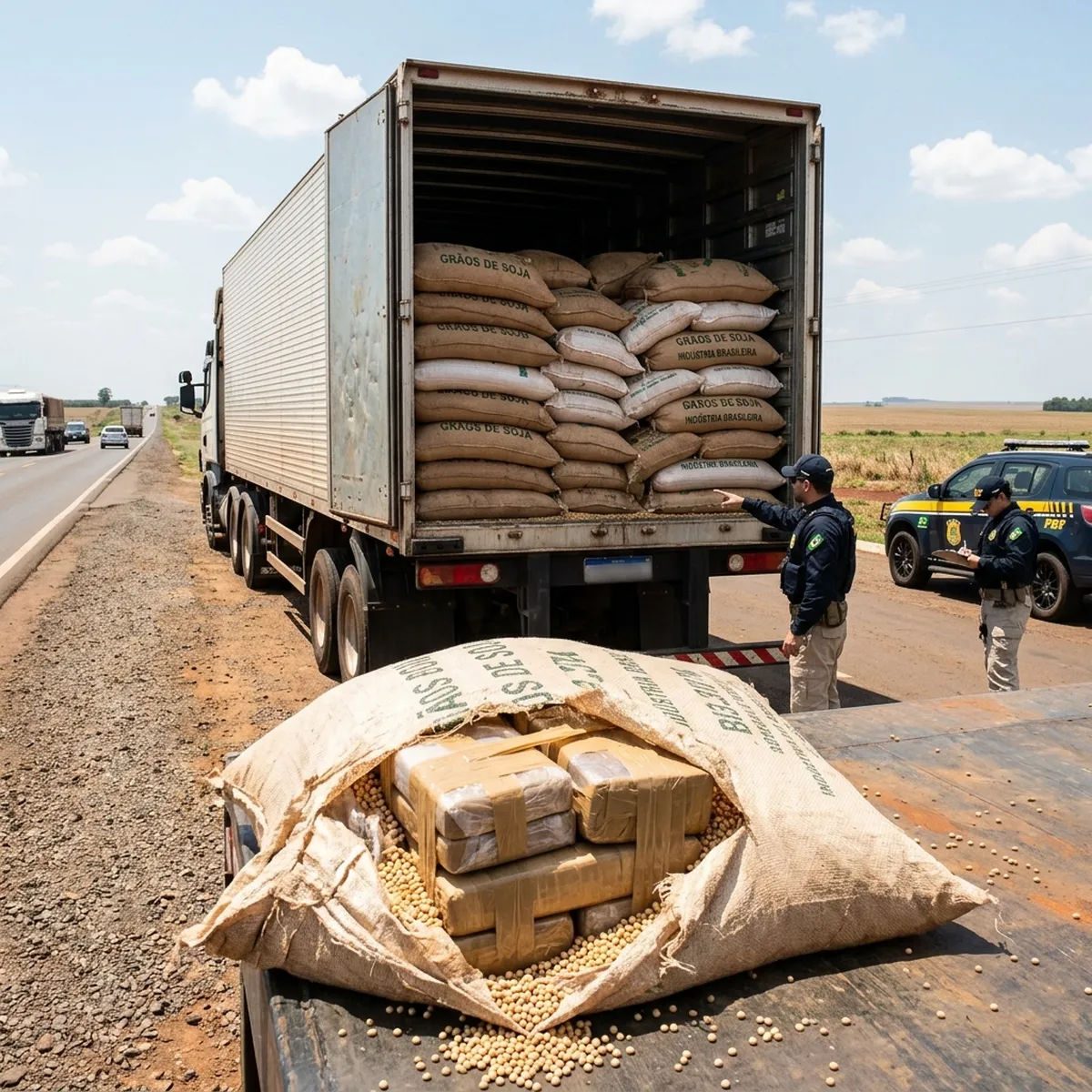 Recorde na Estrada: PRF Apreende 6,1 Toneladas de Maconha Ocultas sob Carga de Soja na MS-276