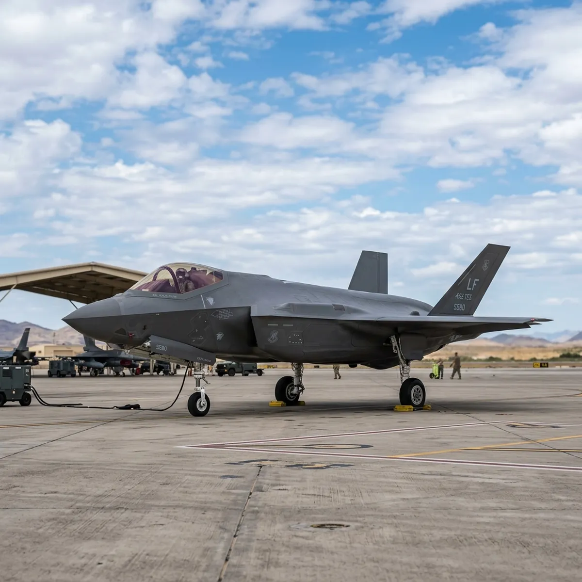 Caça supersônico militar de defesa aérea estacionado na pista de pouso