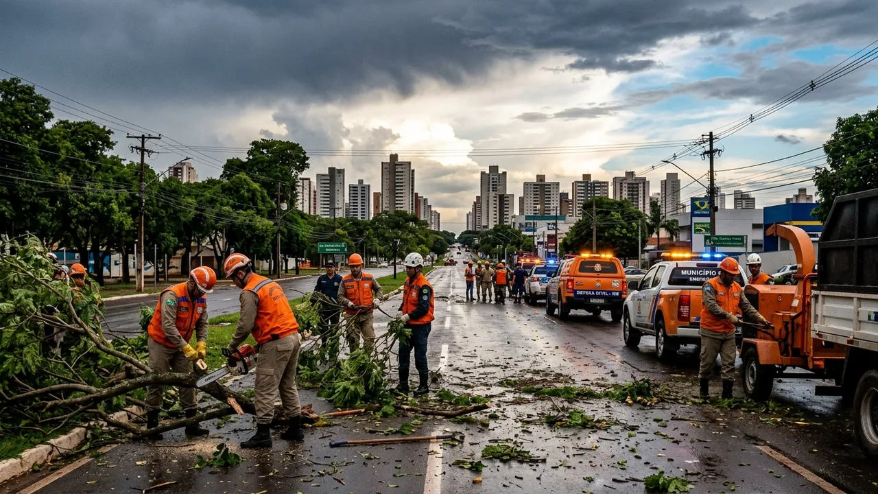 Temporal com Ventos de 84 km/h Causa Danos em Campo Grande e Inmet Mantém Alerta Laranja