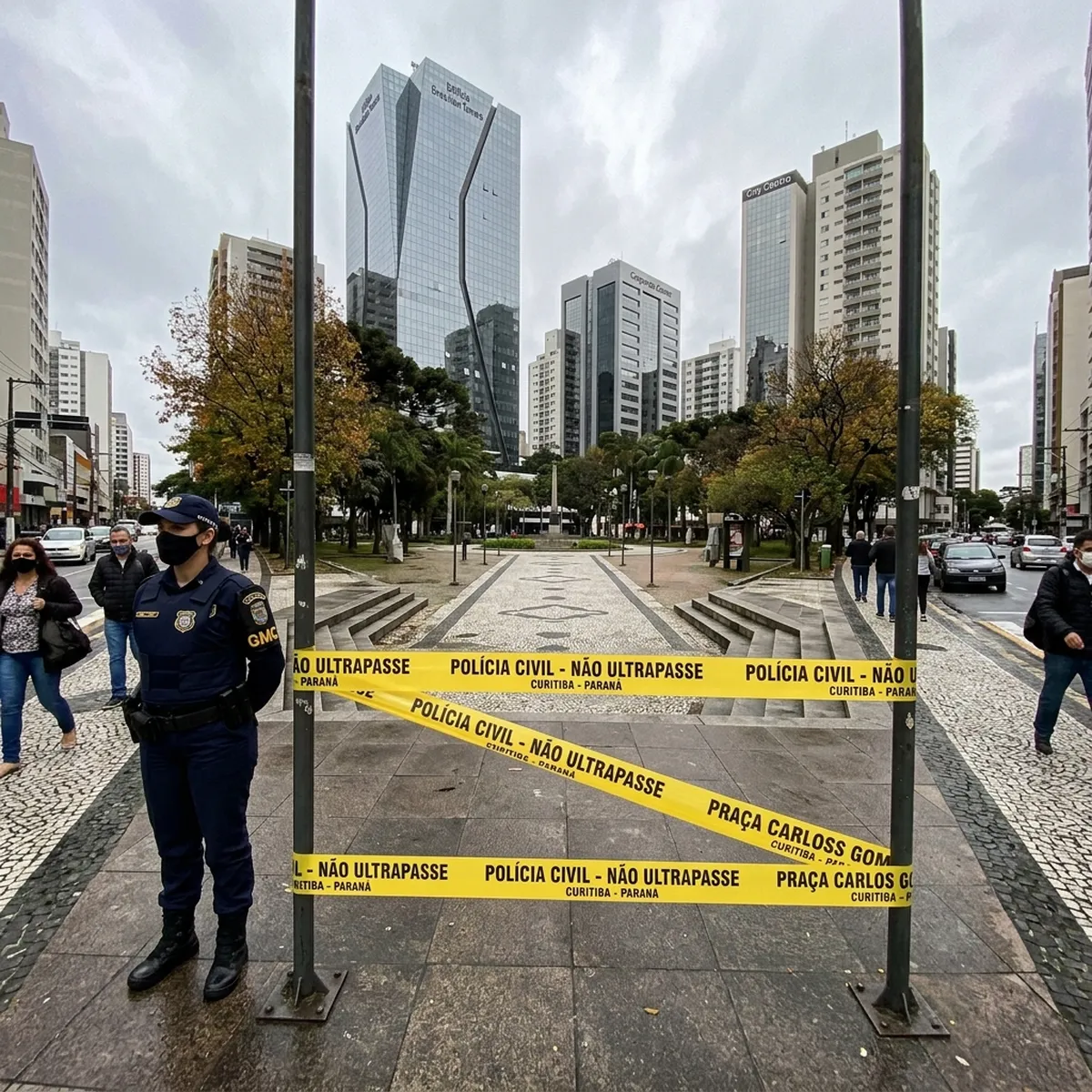 Polícia investiga tiroteio com três feridos na Praça Carlos Gomes no Centro de Curitiba