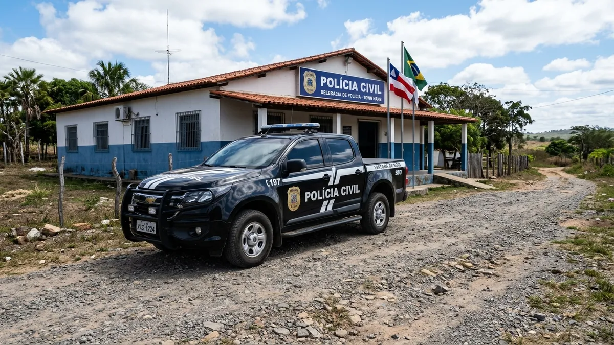 Viatura picape preta da Polícia Civil de MS baseada em estrada vicinal de Miranda